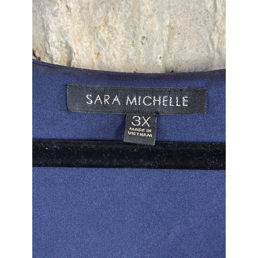 Sara Michelle Womens 3X Chevron Handkerchief Overlay Blouse Burgundy Pink Blue - Picture 6 of 9